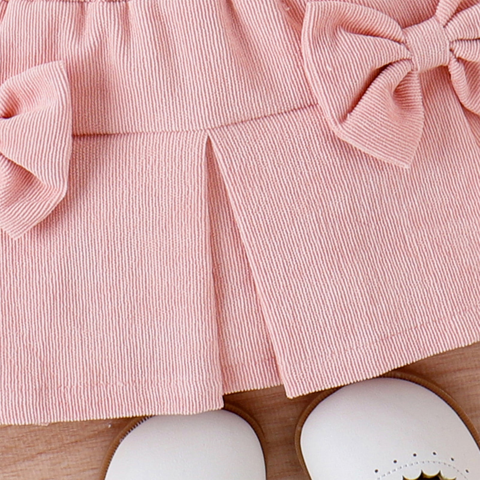 IWEMEK Baby Girl Outfits Fall Crewneck Fly Long Sleeve Knit Tops Fashion Cute Pink Skirt with Headwear 3Pcs Set 3-24M