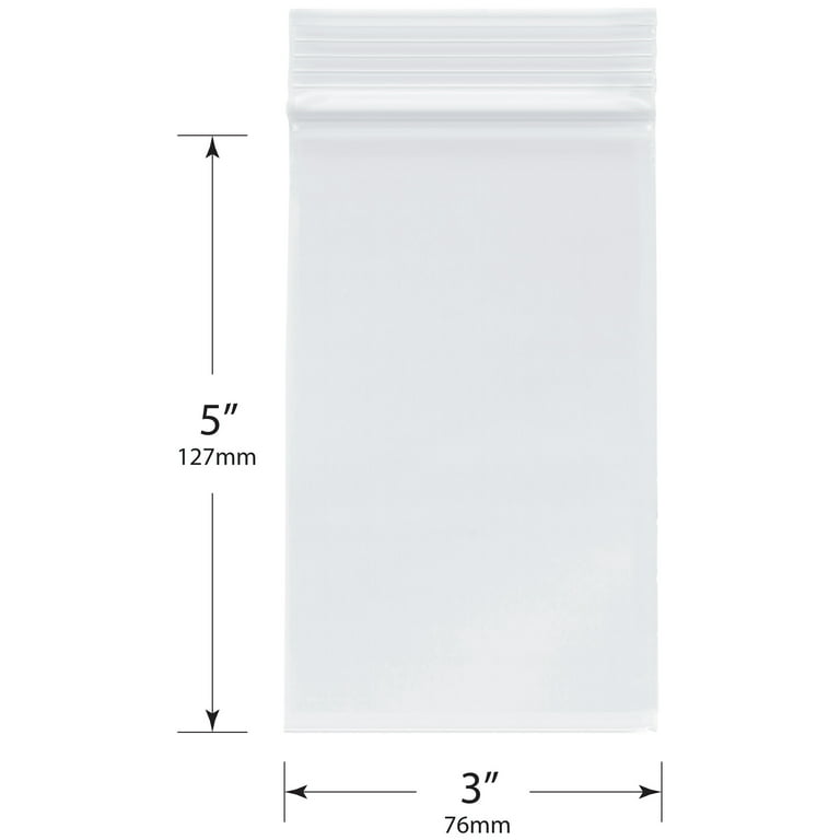 Plymor Zipper Reclosable Plastic Bags, 2 Mil, 3 x 3 (Pack of 100)