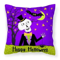 Carolines Treasures VHA3014PW1414 Happy Halloween Skeleton Fabric Decorative Pillow  14Hx14W multicolor