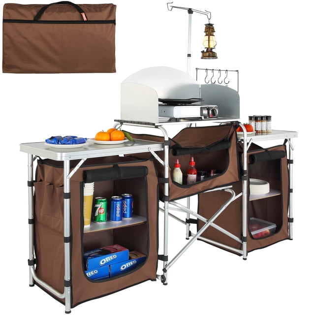 Mesa de cocina para acampar VEVOR, estación de cocción plegable para exteriores
