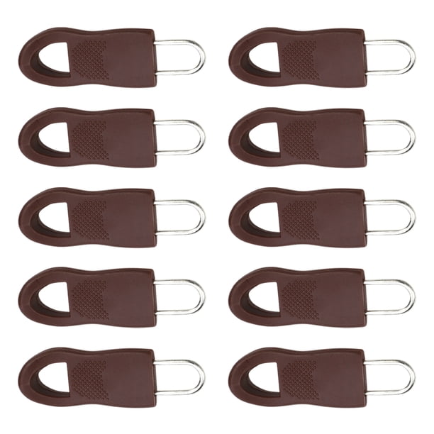 Minnieouse Tirador de cremallera de repuesto para ropa, fijador de cremallera desmontable para bolsa de viaje, maleta, mochila, fijador de Accesorios de disfraces Marrón 8 # 10 piezas