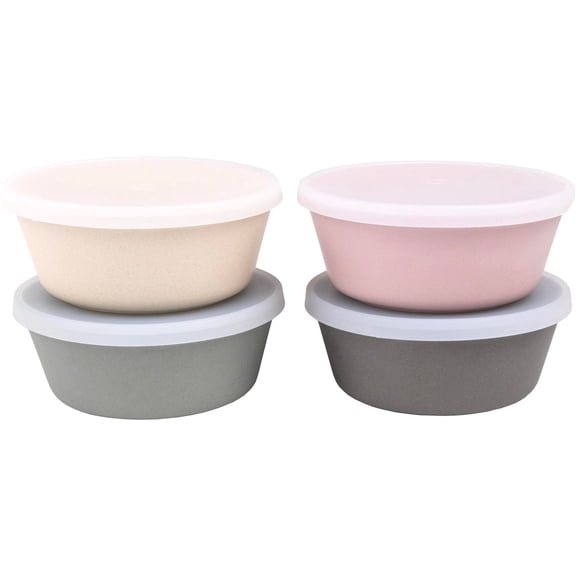 WeeSprout Bamboo Kids Bowls, Set of Four Kid-Sized Dinnerware, Cereal, Leftovers & Snack Bowl