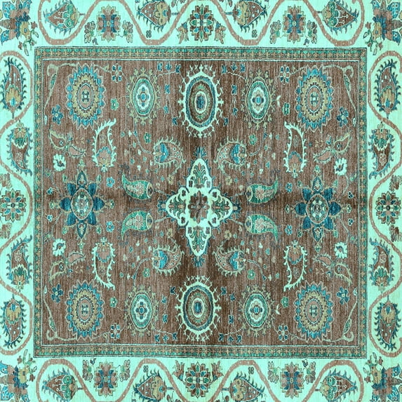 Ahgly Company Indoor Square Oriental Light Blue Traditional Area Rugs, 8' Square