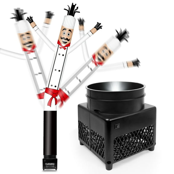 6FT Chef Inflatable Tube Man with Weather-Resistant Blower (5.5'' Diameter) and Built-in LED - Wacky Waving Dancing Guy for Business Advertising Promotion