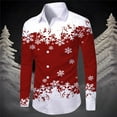 thumbnail image 2 of Christmas Tshirt Men Long Sleeve Funny Santa Graphic Button Down Shirts Collared Casual Fall Winter Family Xmas Gift Men T Shirts Red XL, 2 of 3