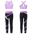 thumbnail image 6 of Fldy Kids Girls 2 Pieces Figure Skating Outfits Crop Tank Tops and Leggings Yoga Workout Tracksuit Lavender 8, 6 of 7