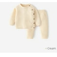 thumbnail image 6 of Baby Knitting Autumn Winter Clothes Set Solid Color Cotton Infant Long Sleeve Sweater Top and Trousers 2pcs Outfits, 6 of 17