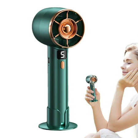 

Wmhsylg Fans Portable Hand Held Fan Personal Handheld Fan | USB Rechargeable 5 Speed Digital Display Strong Wind Portable Fan for Women Men Travel Camping Outdoor Green