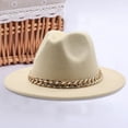 thumbnail image 3 of UDIYO Hat Big Chain Wide Brim Autumn Winter Sun Protection All Match Felt Cap for Daily Wear, 3 of 8