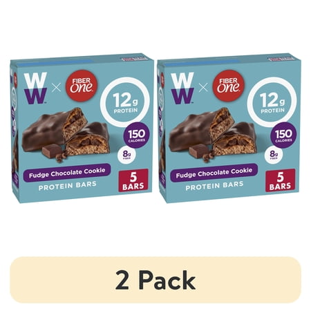 (2 pack) Fiber One Weight Watchers Chewy Protein Bars, Peanut Butter Cocoa Crumble, 5 ct