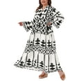 thumbnail image 4 of Agnes Orinda Women's Plus Size Bohe Dress Pattern Flowy Button Flared Bell Long Sleeve Tiered Casual Fall A Line Maxi Dress 1X Black, 4 of 6