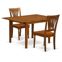 East West Furniture Milan 3-piece Wood Dining Table Set in Saddle Brown