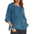 thumbnail image 1 of Youmylove T-Shirts pour Femmes Été Manches 3/4 Col Rond Imprimé Floral Haut Ample T-Shirts Tunique en Lin Décontractée Blouse Mode Basique Douce, 1 of 5