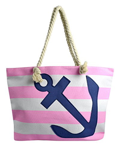 Peach Couture Cotton Canvas Rope Accent Handle Hobo Bags Beach Boat Bags