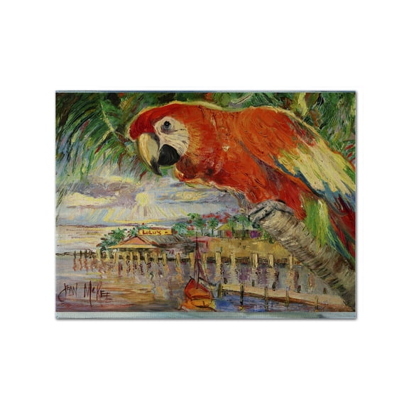Carolines Treasures JMK1134PLMT Red Parrot At Lulus Fabric Placemat, Multicolor