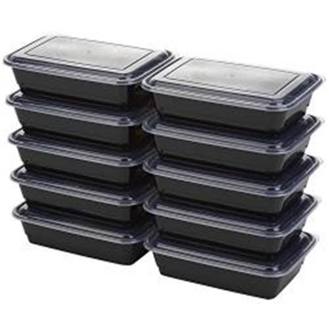 SharpTools Meal Prep 1 Container, Black - Pack of 10