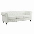 thumbnail image 5 of Emery Chesterfield Sofa, Luxurious Comfort for Cozy Living Rooms, Mid-Century Modern couch, Elegance & Serenity, 3-Seater Sofa White,PU, 5 of 6