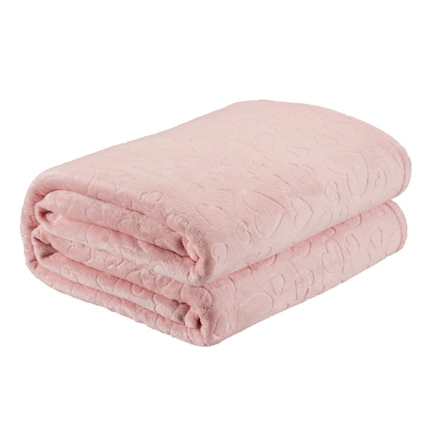 Your Zone Embossed Velvet Plush Blanket 72 x 90 inch, Blush Walmart