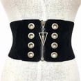 thumbnail image 1 of Women's Extra Wide Belt Black Zipper Elastic Waist Belt, 1 of 4