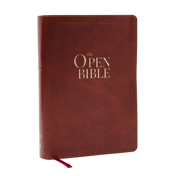 Pre-Owned The Open Bible: Read and Discover the Bible for Yourself (NKJV Brown Leathersoft, Red Letter, Comfort Print) (Imitation Leather) 1400344085 9781400344086