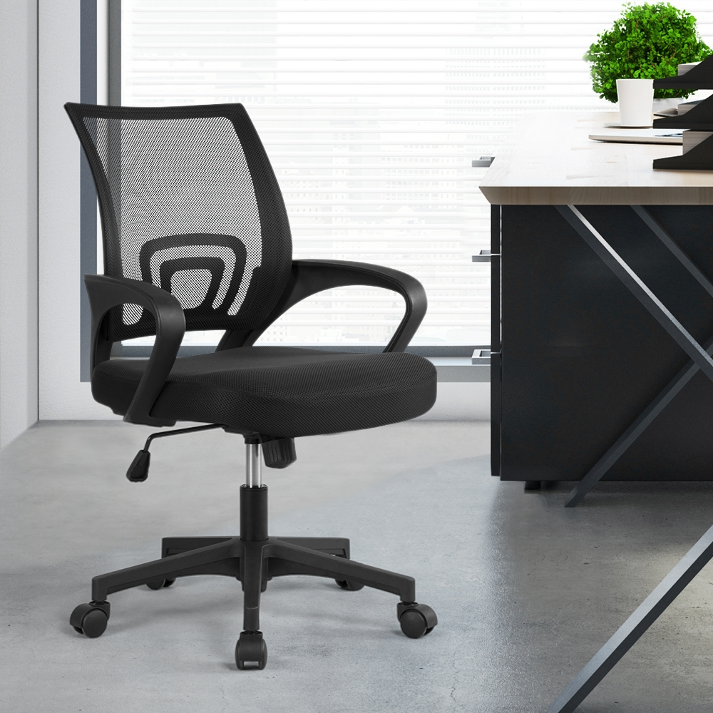 Smile Mart Adjustable Mid Back Mesh Swivel Office Chair with Armrests, Black - image 3 of 8