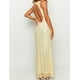 thumbnail image 2 of Vestido largo Realtix Elegante de encaje floral con cuello en V sin espalda, amarillo, 2 of 6