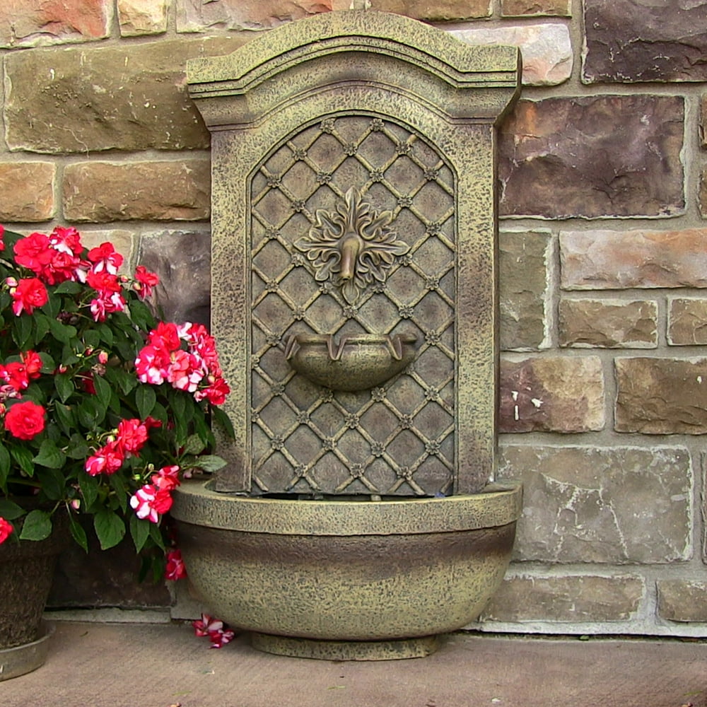 Sunnydaze Rosette Leaf Outdoor Wall Water Fountain Waterfall Wall Mounted Fountain & Backyard