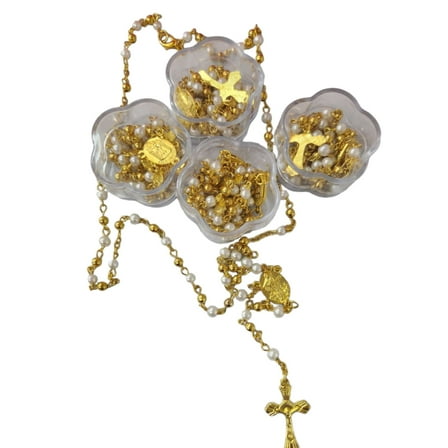 12pc Gold Rosary Recuerdos de Bautizo Primera Comunion,