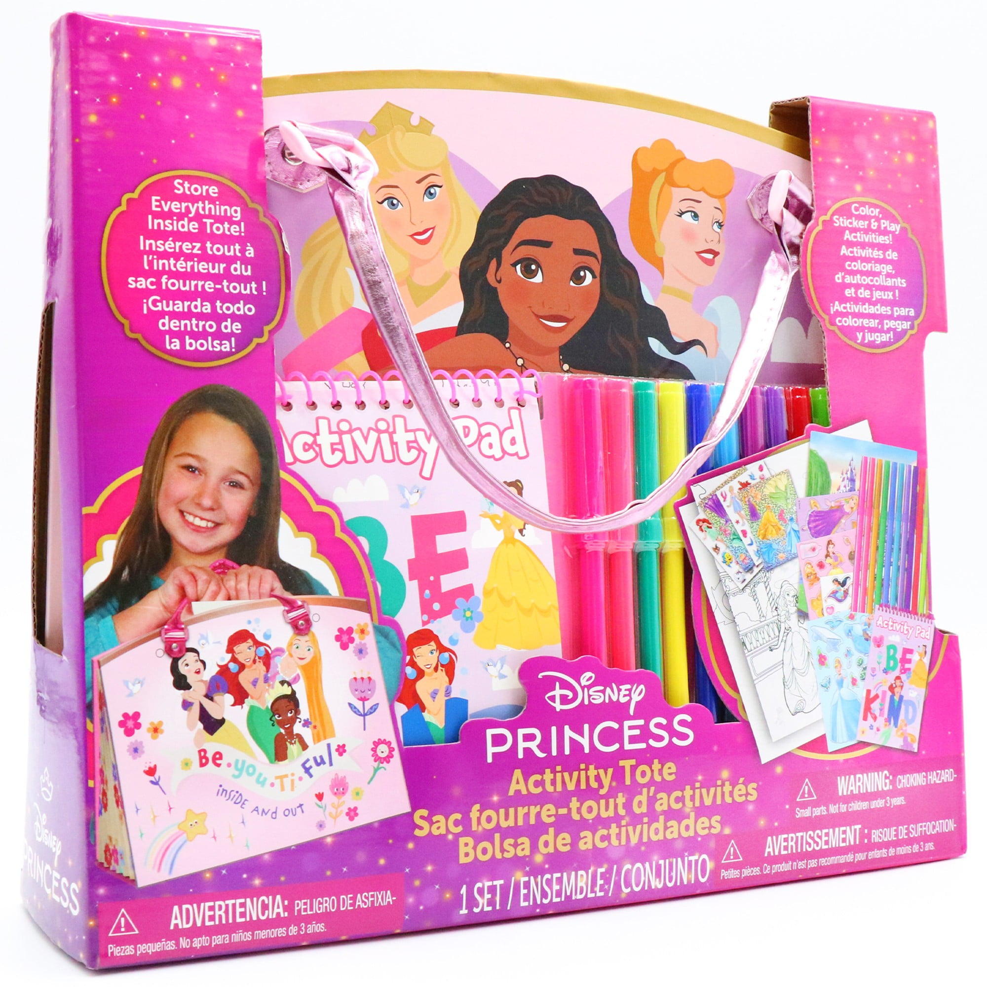 Tara Toy: Activity Tote - Disney Princess - All-In-1, Store Everything Inside The Character Tote, Color-Sticker-Pad Activities, Play Scenes, Kids 3+