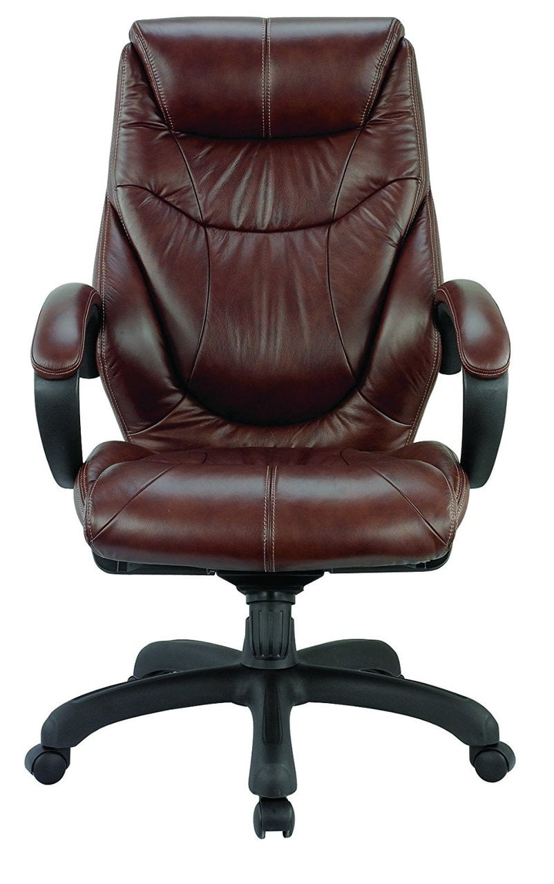 Genuine Leather High Back Executive Chair, Chocolate Brown Real Leather