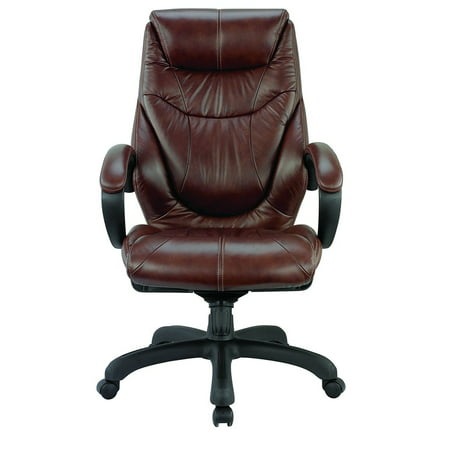Genuine Leather High Back Executive Chair, Chocolate Brown Real