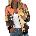 thumbnail image 2 of WXLWZYWL Womens Halloween Bomber Jacket Casual Full Zip Coats with Pocket Lightweight Long Sleeve Moto Biker Windbreaker, 2 of 5