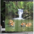 thumbnail image 3 of Ambesonne Savannah Shower Curtain, Siberian Tigers in Lake, 69"Wx84"L, Reseda Green and Orange, 3 of 4