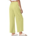 thumbnail image 4 of hoksml Womens Wide Leg Pants Solid Color Loose Plus Size Cotton Linen Pants Elastic Waist Tie Casual Nine-quarter Pants Straight Leg Pants S-5XL, 4 of 7