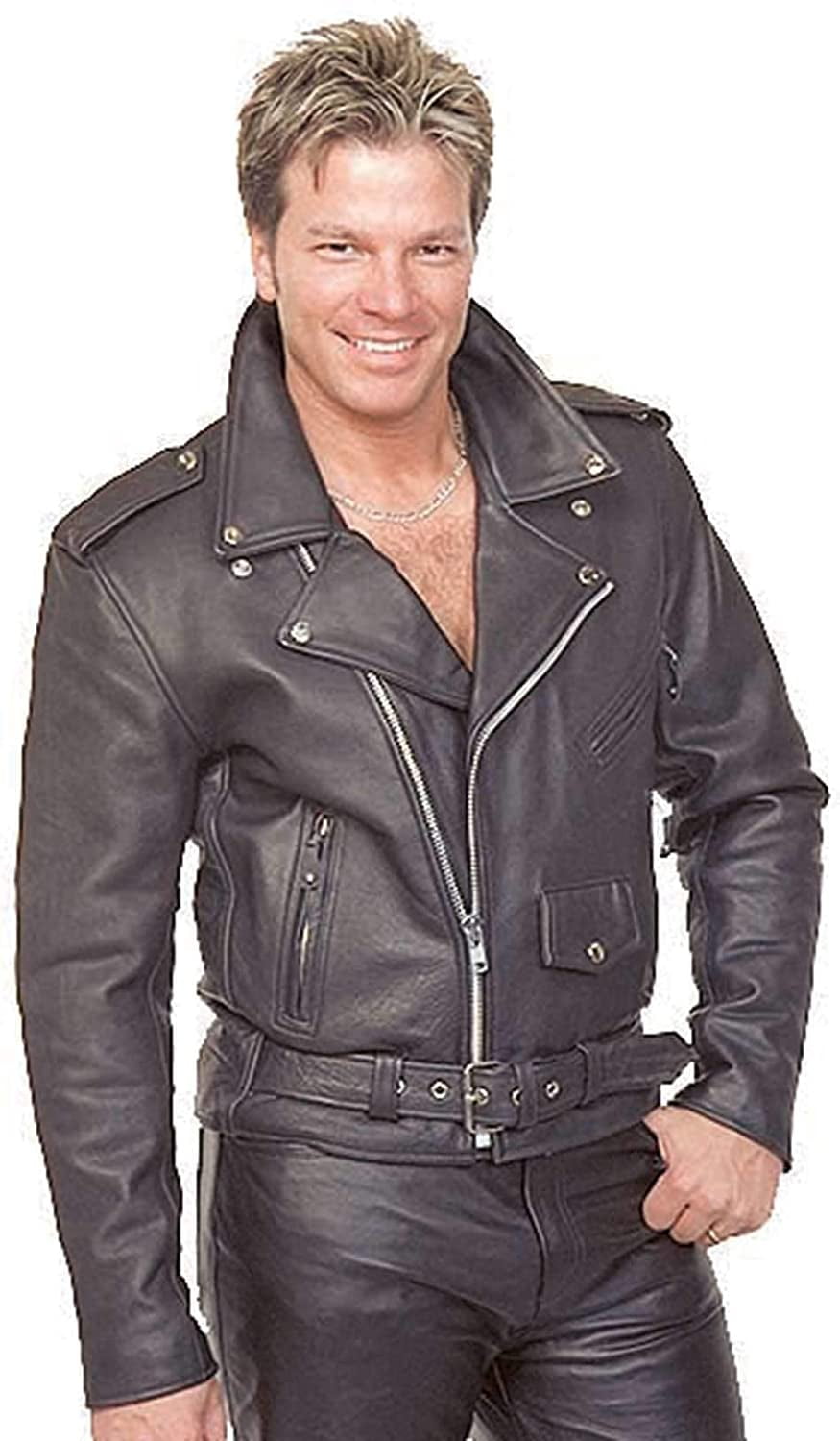 Jamin Leather - Classic Leather Motorcycle Jacket for Men M110EC ...