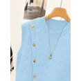 thumbnail image 6 of 1pc Solid Color Cropped Round Neck Asymmetrical Button Design Fashion Layering Sleeveless Knit Vest Tank Top Summer, Effortless Style, 6 of 9