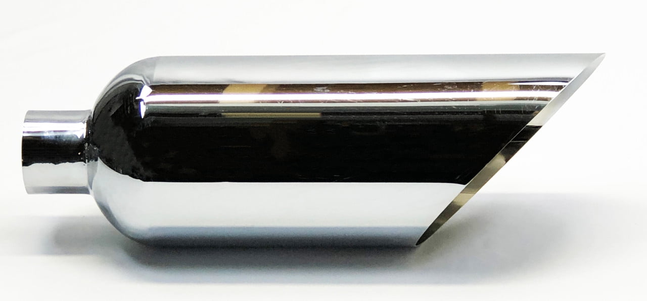 Exhaust Tip 6.00" Outlet 2.50" Inlet 18.00" Long Slant 304 Stainless Chrome Plated WCHRSS60018-250-S Wesdon Exhaust Tip
