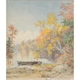 thumbnail image 2 of Jasper Francis Cropsey 20x23 Gold Ornate Framed and Double Matted Museum Art Print Titled - Autumn on the Lake (1892), 2 of 4