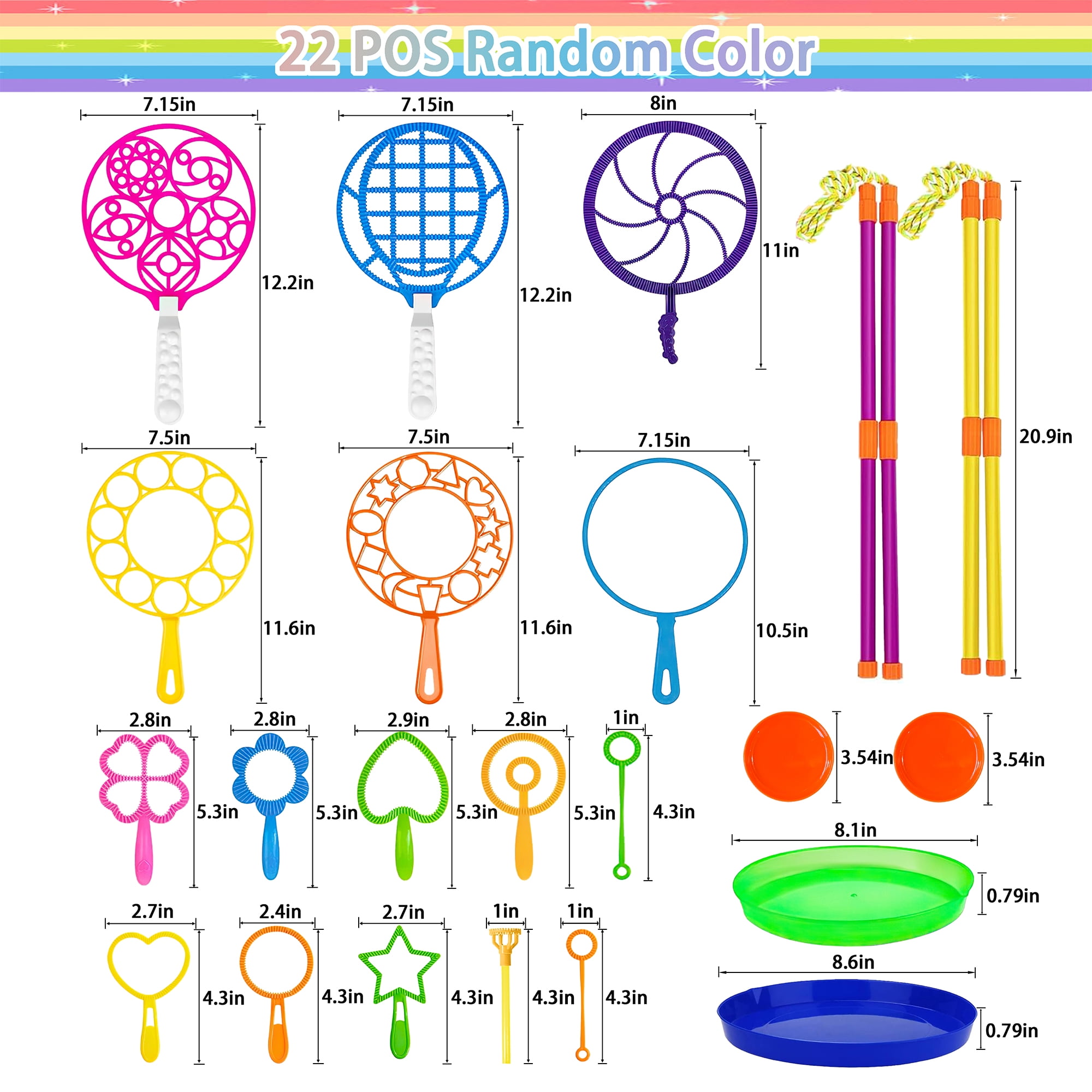 Big Bubble Wands Toys Set with Tray Bulk Funny Bubbles Maker Giant Bubble Wands, for Kids Toddlers Adults Summer Outdoor Activities Birthday Gifts Bubble Party Favors