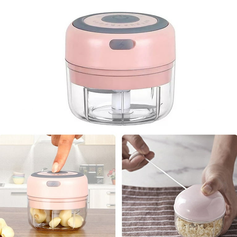 Topboutique Electric Mini Garlic Chopper,Electric Food Processor with USB Charging,Portable Garlic Mincer Vegetable Onion Meat Chopper with Brush
