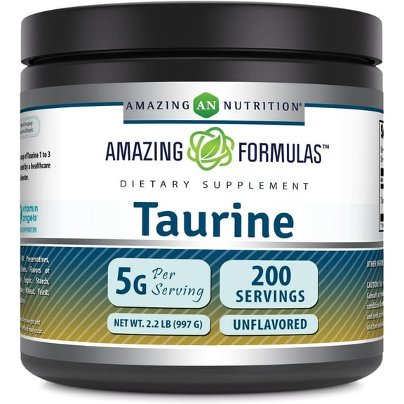 Amazing Formulas Taurine 997 Grams (2.2 Lb) Powder Unflavored Supplement | 5000 mg Per Serving | 200 Servings | Non-GMO | Gluten Free