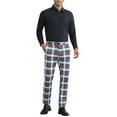 thumbnail image 2 of INSPIRE CHIC Plaid Printed Trousers for Men's Color Block Regular Fit Checked Dress Pants, 2 of 6