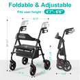 thumbnail image 7 of ZOTO Foldable Rollator Walker with Seat for Seniors, Height Adjustable Lightweight Rolling Walker with Sturdy Reinforced Carbon Steel Frame, Black (VR2-BK), 7 of 7