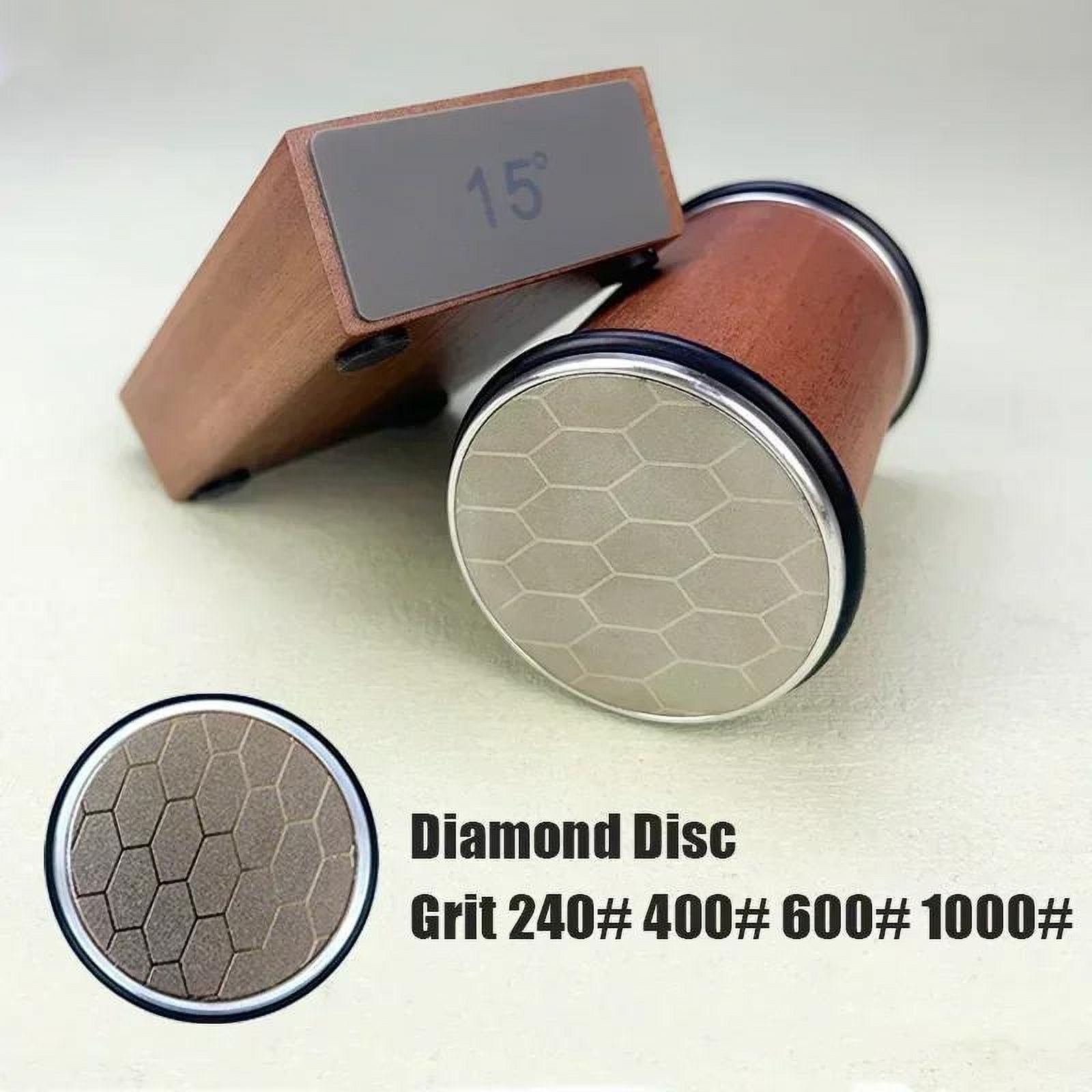 1 piece wooden hob sharpener with magnetic angle holder, 15 and 20 degrees, industrial diamond for steel, hand sharpener tool, no electricity required, kitchen sharpener tool | Stylish wood design