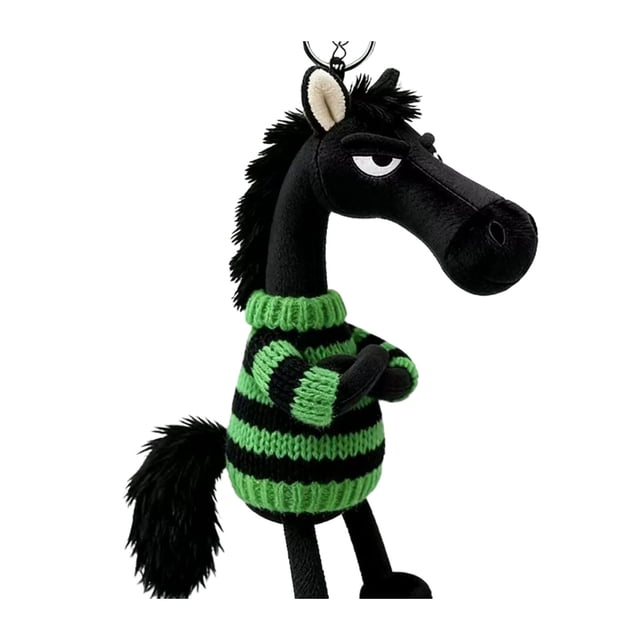 Llavero de caballo de peluche, suave y lindo colgante de caballo de dibujos animados en suéter, amuleto de mascota del año del caballo con llavero para mochila, bolso, decoración de llaves de coche