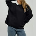 thumbnail image 4 of Women's Solid Color Loose Casual Long Sleeved Knitted Sweater Top Sweater for Fall Winter Minimalist Wardrobe,Black,S, 4 of 6