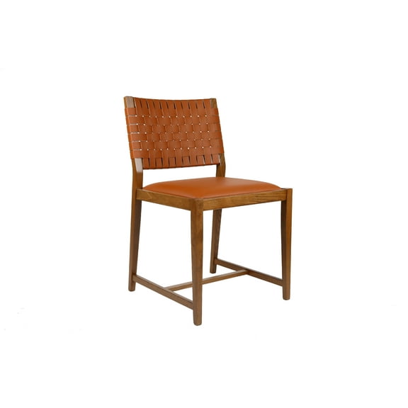 Linon Marshall Indoor Dining Chair, Brown Leather