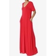thumbnail image 3 of TheMogan Women's S~3X Soft Jersey Oversized V-Neck Short Sleeve Maxi Dress W Pocket, 3 of 6
