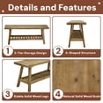 thumbnail image 5 of Noble House Farmhouse Wooden Entryway Bench, Distressed Wood 2-Tier Narrow Storage Bench with Open Shelf, Gray, 5 of 10