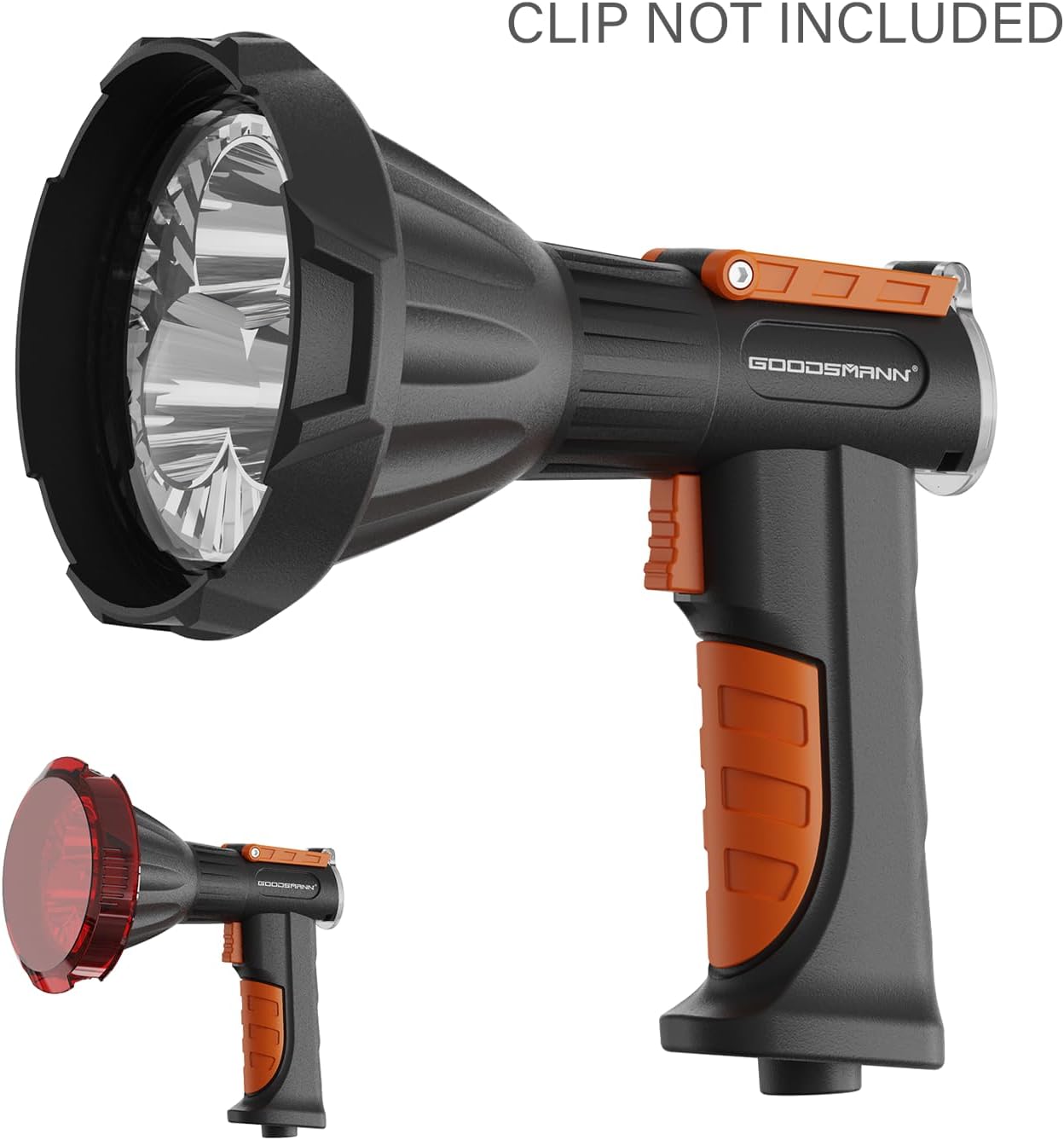 Goodsmann 4000 Lumens LED Rechargeable Flashlight 50W with Red Filter